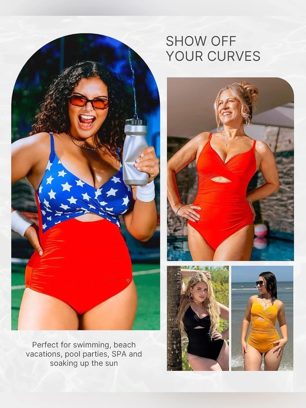 SHAPELLX Tummy Control Swimsuit Women V Neck Bathing Ruched Push Up Built-in Bra